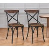 HomeRoots Set of Two Brown And Black Metal And Wood Cross Back Dining Side Chairs - 2 of 4