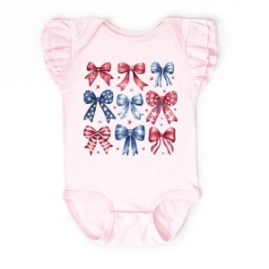 The Juniper Shop Coquette Bow Chart Stars And Stripes Flutter Sleeve Bodysuit - 1 of 4