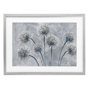 Stupell Industries Blue Onion Flowers Framed Print Under Glass, Gray, 23" x 17" - 1 of 4
