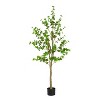 Okak 76IN Artificial Enkianthus Tree with Plastic Pot, Artificial Plants with Delicate Branches and Elliptical Leaves, Fake Plants for Home, Green - 2 of 4