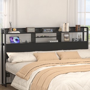 Aheaplus Storage Headboard with Led Lights & Charging Station - 1 of 4