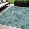 Teal Blue Aqua And Gray Abstract Washable Indoor Outdoor Area Rug - 2 of 4