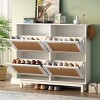Clint 37.1" Height Farmhouse Rattan Shoe Rack Multifunctional 2-Tier Organizer Drawers for 12 Pairs with 4 Flip Down Drawers-Maison Boucle - 3 of 4