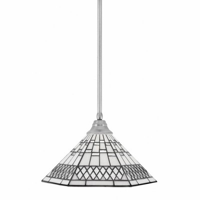 Toltec Lighting Any 1 - Light Pendant in  Brushed Nickel with 16" Pewter Art Glass Shade