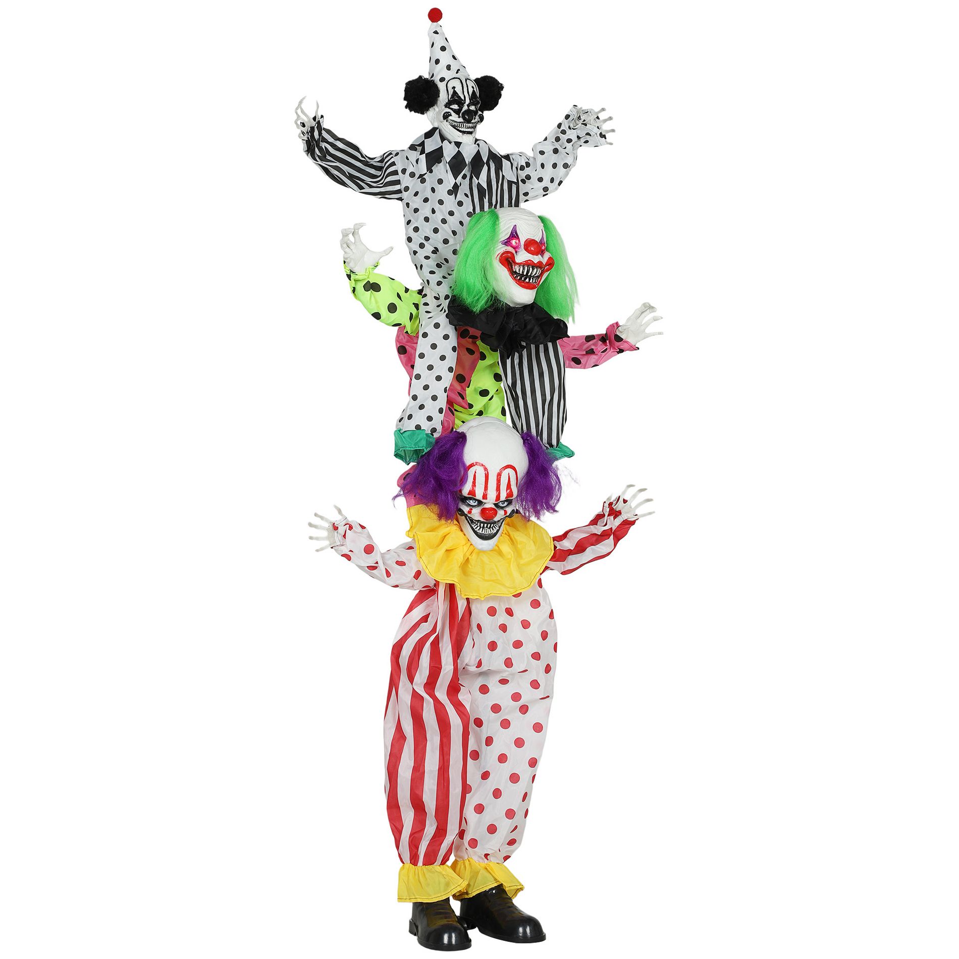 Halloween Animated Clown with Red Light Up Eyes, Sound Activated Scary Halloween Decorations