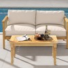 Tangkula Patio Coffee Table w/ Solid Teak Wood Structure Slatted Tabletop for Backyard - 3 of 4