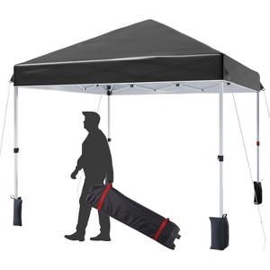 Acekool 10x10 Pop Up Canopy Tent, One-Person Setup Instant Shelter, Adjustable Heights, Wheeled Bag, Sandbags & Stakes, Outdoor Shade, White - 1 of 4