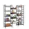 Triple Column 5 Tier Bookshelf, Freestanding Tall Display Shelves, Adjustable Rustic Industrial Style Book Shelves, Modern Bookshelves for Bedroom - 3 of 4