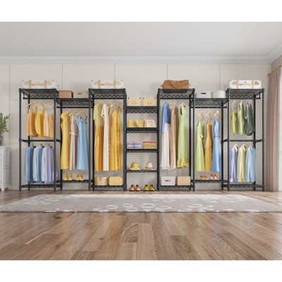 Medium Black Wire Freestanding Closet Organizer with Shelves