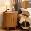 1PC/2PCS Multifunction Fluted Side Table with Charging Hub Sliding Door, Accent End Table with Adjustable Storage Mid Century Modern  for Small Space - 4 of 4