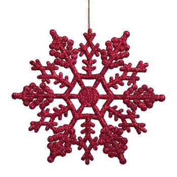 Northlight 24ct Glitter Snowflake Christmas Ornament Set 3.75" - Berry Red