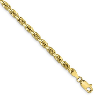 Black Bow Jewelry 4mm 10k Yellow Gold D/C Quadruple Rope Chain Bracelet