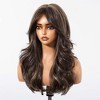 Jessie's Wig Long Layered Wavy Wig With Bangs Brown Highlight Heat Resistant Synthetic Hair Wigs For Women 22 Inch - 3 of 4
