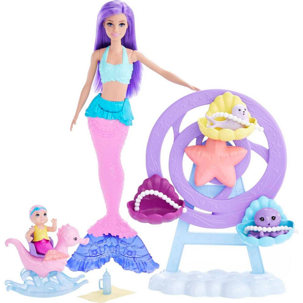 Photos - Doll Accessories Barbie Mermaid Doll Nurturing Playset with Merbaby Octopus and Seal 