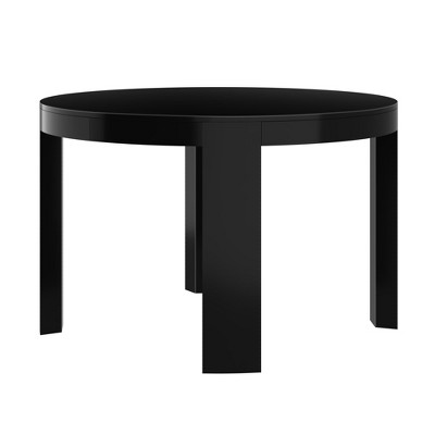 Contour Black Solid Wood Round Dining Table, 47 Inch