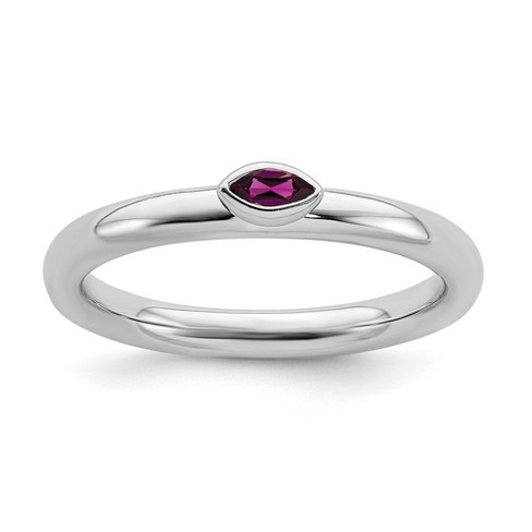 Black Bow Jewelry Sterling Silver Marquise Rhodolite Garnet Solitaire Stackable Ring - image 1 of 4