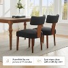Vynxaria Set of 2 Linen Fabric Modern Armless Dining Chairs With Curved backrest and Solid Wooden Legs for Dining Room Living Room ,Black - 4 of 4
