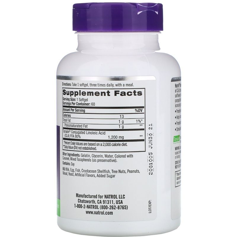 Natrol Weight Loss Supplements Tonalin CLA 1,200 mg Softgel 90ct, 2 of 4