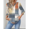 Women's 2025 Fashion 3/4 Sleeve Blouse Floral V-Neck Ruffled Top Business Casual Summer Lightweight Tee Shirt - 3 of 4