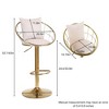 VYNXARIA Set of 2 velvet bar chair, pure gold plated, unique design,360 degree rotation, adjustable height,Suitable for dinning room,bar,Off-White - 4 of 4
