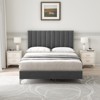 Full/Queen Bed Frame with Adjustable Velvet Headboard, Wooden Slat Support, No Box Spring Needed, Easy Assembly, Noise-Free - 2 of 4