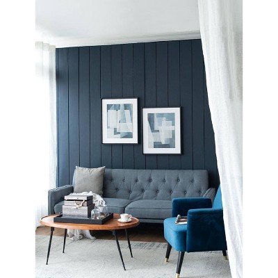 Set of 2 Blue Geometric Abstract Canvas Prints with Black Frames