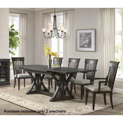 Grant Beige Upholstered Armchairs with Nailhead Trim, Set of 2