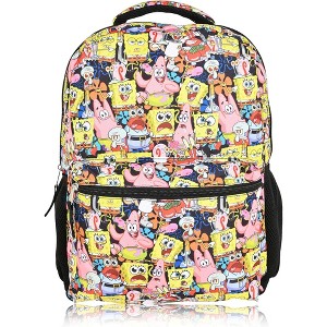 Nickelodeon SpongeBob Backpack for Kids - Officially Licensed SpongeBob SquarePants , Mr. Krabs, Squidward, Plankton Bookbag, Yellow - 1 of 4