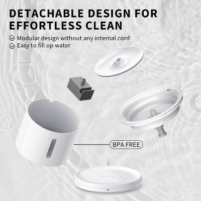 White 2L Automatic Pet Water Fountain with Wireless Pump