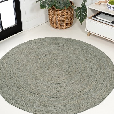 Round 5' Double Stripe Braided Jute Area Rug Charcoal/tan - Hearth & Hand™  With Magnolia : Target