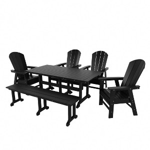 WestinTrends 6 Piece Outdoor Patio Dining Table and Armchair Dining Bench Set - 1 of 2