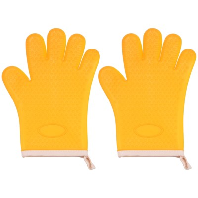 Unique Bargains Heat Resistant Kitchen Textiles Soft Lining Silicone Oven Mitts 2 Pcs