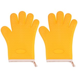 Unique Bargains Heat Resistant Kitchen Textiles Soft Lining Silicone Oven Mitts 2 Pcs - 1 of 4