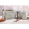 Amici Home Rustic Kitchen Coffee, Sugar, and Bread Relief Galvanized Metal Storage Canister, Food Safe, Set of 3, 76 & 288 Ounce - 2 of 4