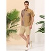 Lars Amadeus Men's Summer Striped Patchwork Short Sleeves Button Down Hawaiian Shirt - 4 of 4