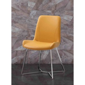 HomeStock 44 in.  White Faux Leather Dining Chair Set of 1 for a ideal trendy elegant dining experience - 1 of 3