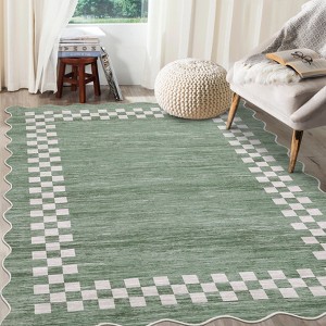 Coucheta Washable Scalloped Rug, Non-Slip Stain Resistant Modern Boho Carpet for Living Room, Bedroom, Dining, Nursery, Multiple Sizes & Colors - 1 of 4