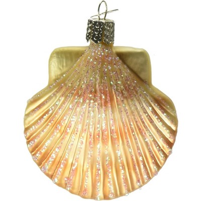 Old World Christmas Glass Blown Christmas Ornament, Scallop Shell (With OWC Gift Box)