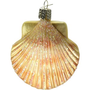 Old World Christmas Glass Blown Christmas Ornament, Scallop Shell (With OWC Gift Box) - 1 of 3
