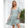 Whizmax Maternity Dress Womens Casual Babydoll Dress Ruffle Short Sleeve V Neck Floral Printed Flowy Mini Short Tunic Dress - 2 of 4