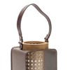 Metal Candle Holder with Wood and Leather Accents - 2 of 2