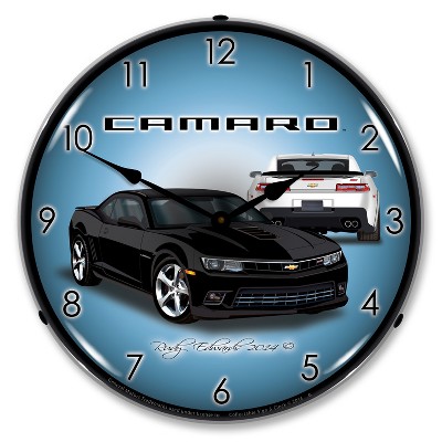 Collectable Sign & Clock | 2014 SS Camaro Black LED Wall Clock Retro/Vintage, Lighted