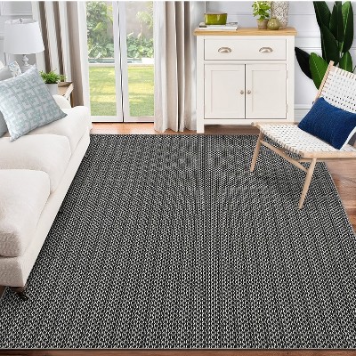 Modern Area Rug -Washable Low Pile Non Slip Floor Carpet Soft Non Shedding Thin Rug,Faux Woven Design