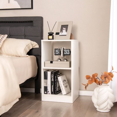 White Engineered Wood 2-Tier Cube Storage Bookshelf Set