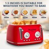 SEVOBAL Toasters 4 Slice Retro Style Toaster, Dual Control Toaster with Warming Rack, Removable Crumb Tray, Red, 13.7"*1.2"*7.1" - 3 of 4