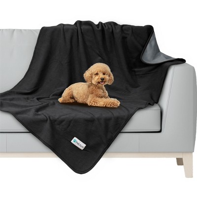 PetAmi Waterproof Dog Blanket, Pet Cat Puppy Couch Cover Protection, Fleece Washable Reversible Soft Plush Throw (Black/Gray, Medium (29x40))