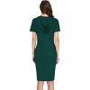 Women's Casual Long Sweatshirts 3/4 Sleeve Hooded Bodycon Dress with Kangaroo Pocket - 2 of 4