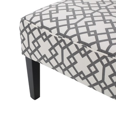 Gray Geometric Fabric Loveseat with Matte Black Birch Legs