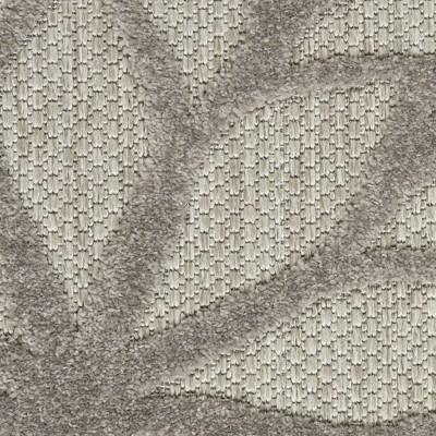 Aloha Silver Grey Floral Bloom 2' x 6' Synthetic Runner Rug