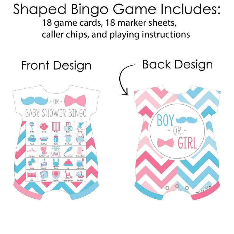 Big Dot of Happiness Chevron Gender Reveal - Picture Bingo Cards and Markers - Gender Reveal Party Baby Shower Shaped Bingo Game - Set of 18, 3 of 6